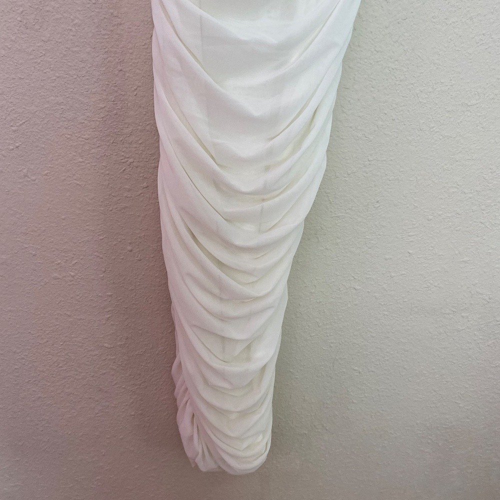 HOUSE OF CB 'Valentina' Ivory white Asymmetric Cutout Midi Dress NWOT Size S - Picture 10 of 13